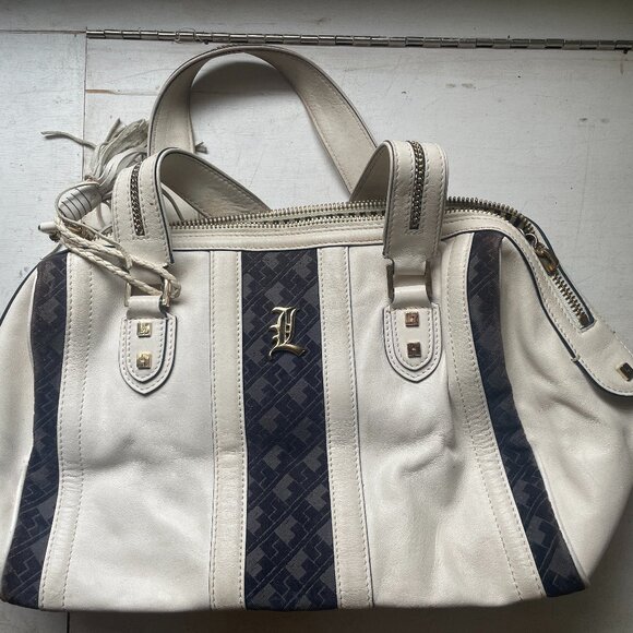 Vintage L.A.M.B. Satchel White/Navy - Picture 2 of 11